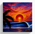 Airbrush canvas beautiful waves/sunset