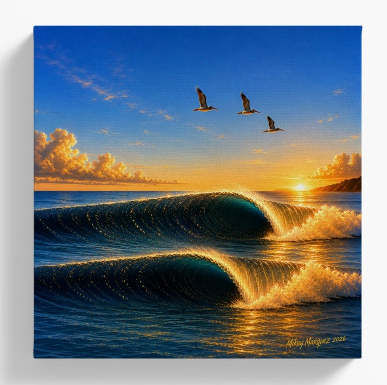 Airbrush canvas waves/sunset