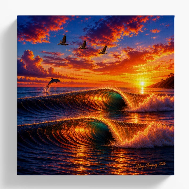 Airbrush canvas waves/Sunset