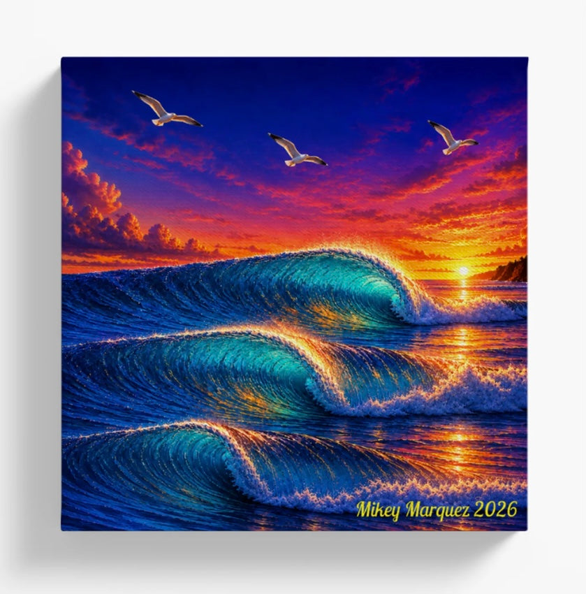 Airbrush canvas waves/Sunset