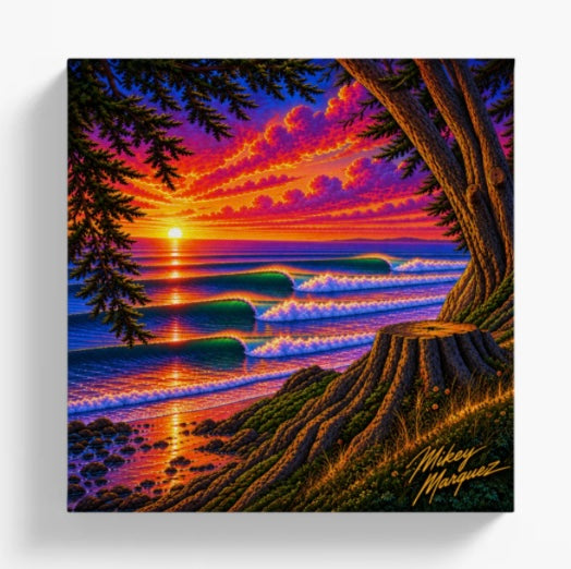 Airbrush canvas waves/Sunset