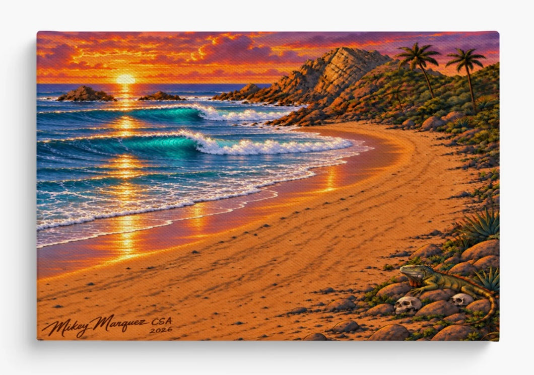 Airbrush canvas waves/Sunset