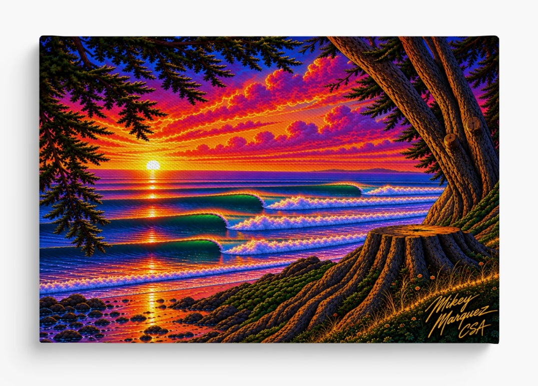 Airbrush canvas waves/sunset