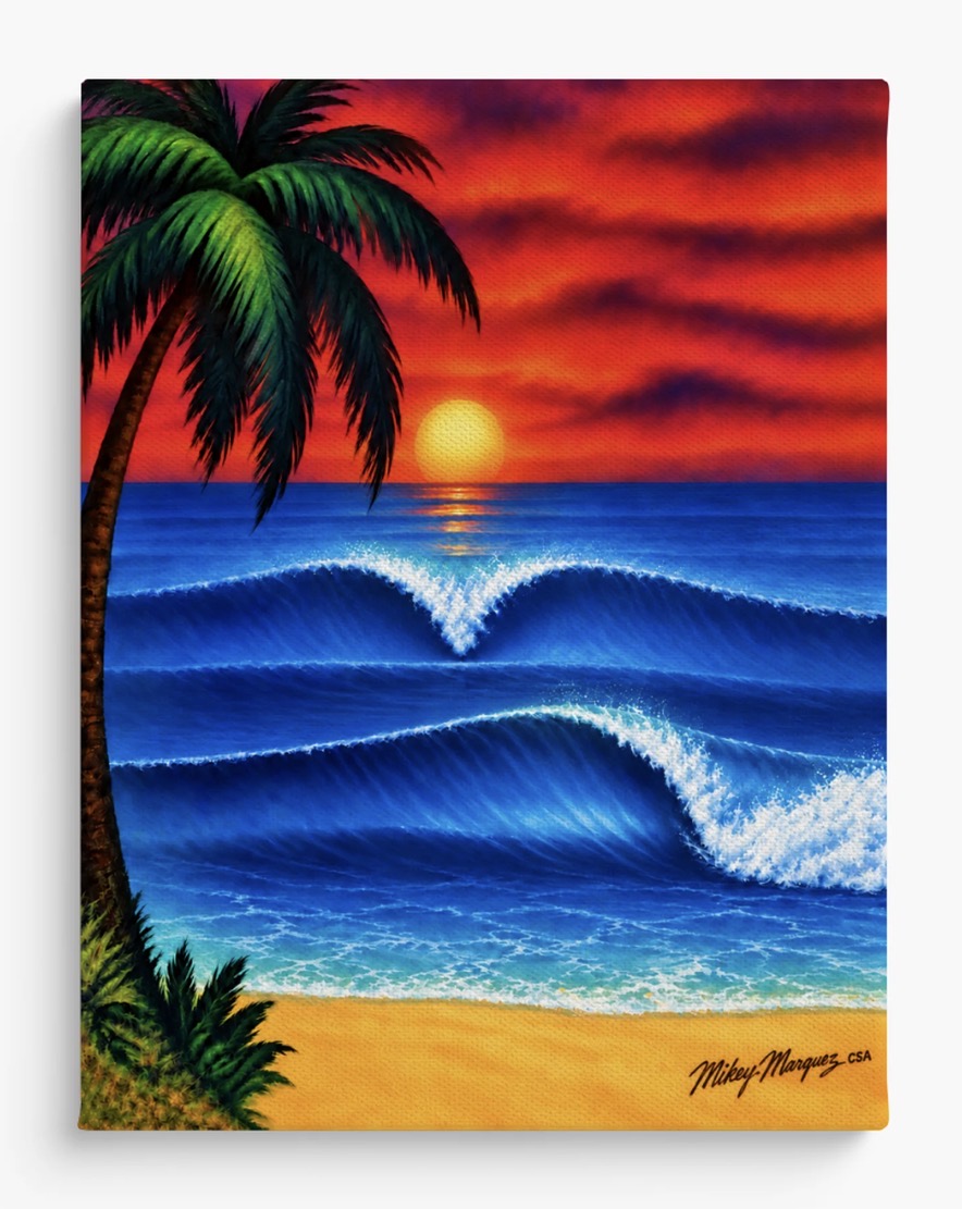 Airbrush canvas waves/sunset 12x16
