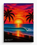 Airbrush canvas waves/sunset 12x16