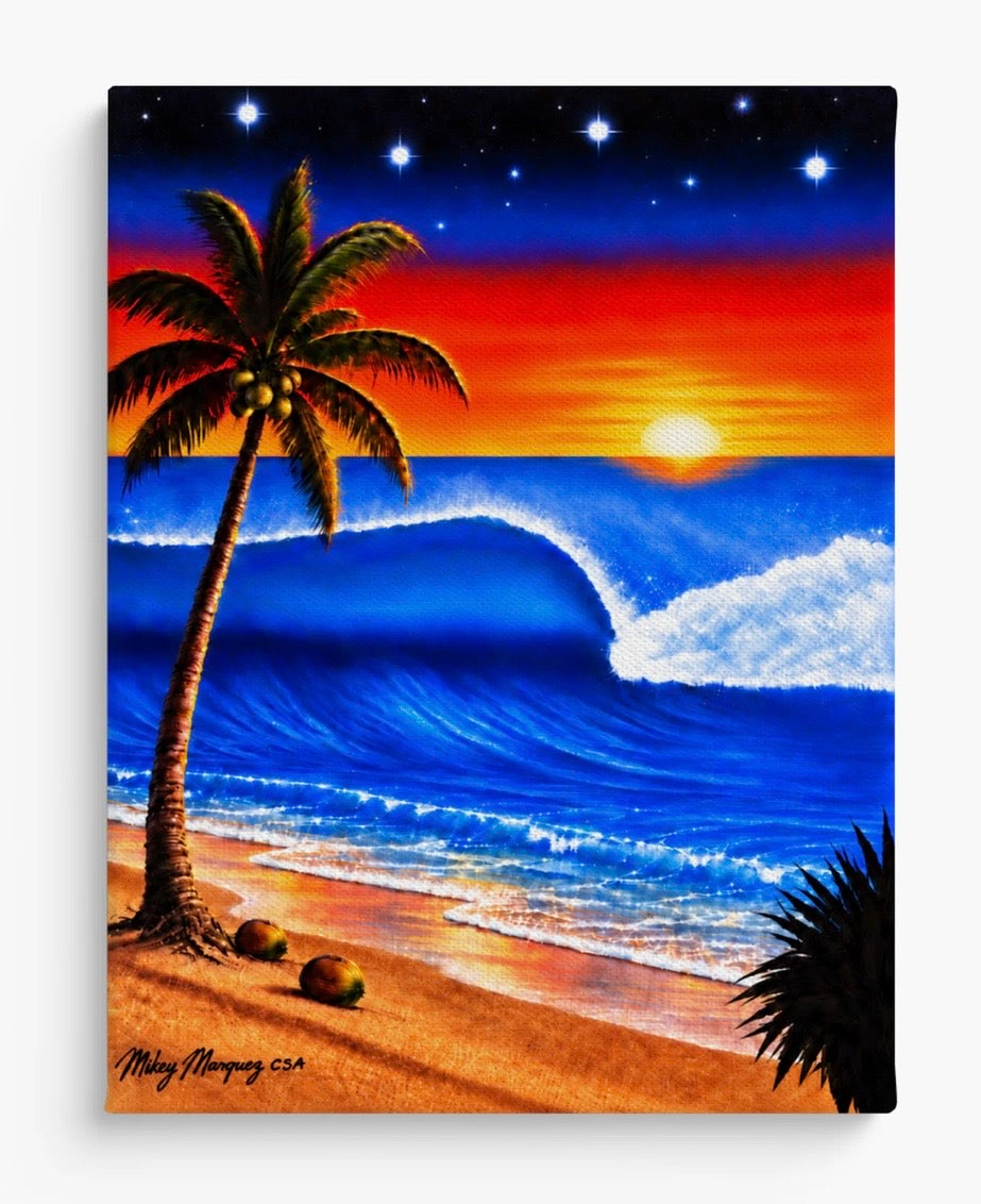 Airbrush canvas waves/sunset 12x16